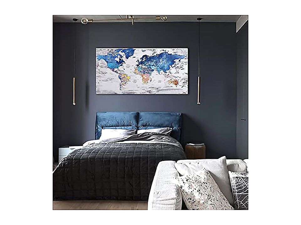 World Map Wall Art Modern Decor Framed Walls Canvas Office Large Living Room