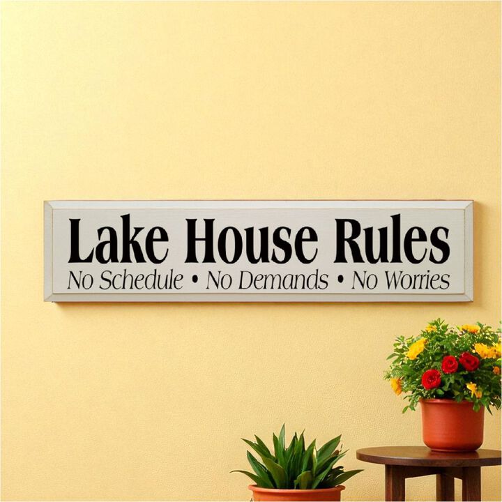 Lake House Rules Wooden Sign Rustic Cabin Cottage Wall Decor with Relaxing Quote