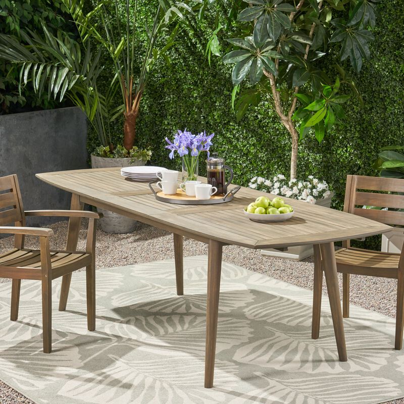 71-in to 94.5-in Expandable Outdoor Patio Dining Table in Gray Acacia Wood image number 1