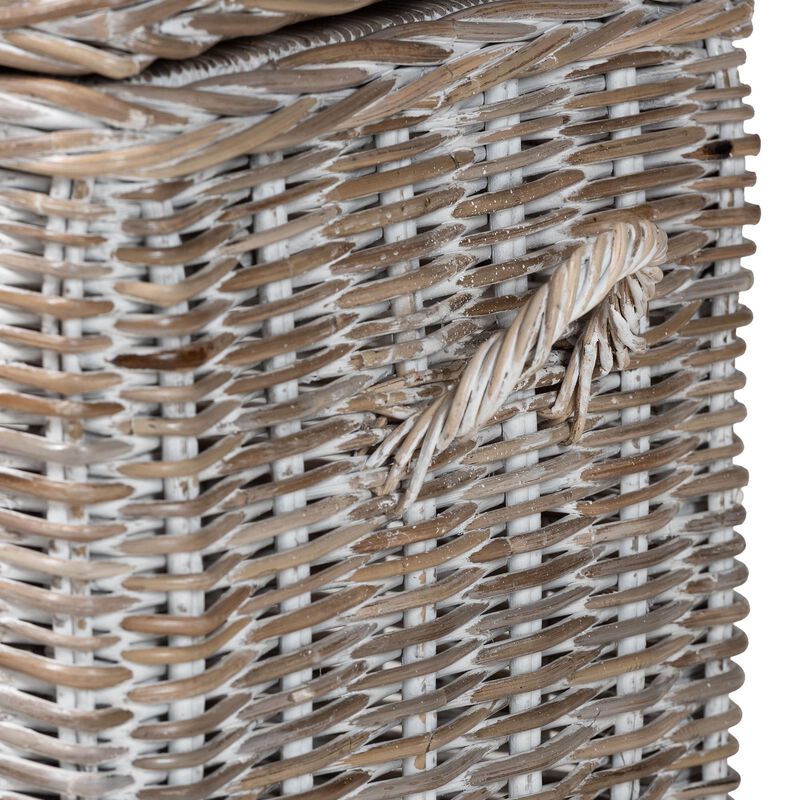 bali & pari Clarette Whitewashed Rattan Storage Bench - Handwoven Wicker Storage Trunk with Lift-Top Lid, Boho Coastal Seating for Living Room, Bedroom, or Entryway image number 5
