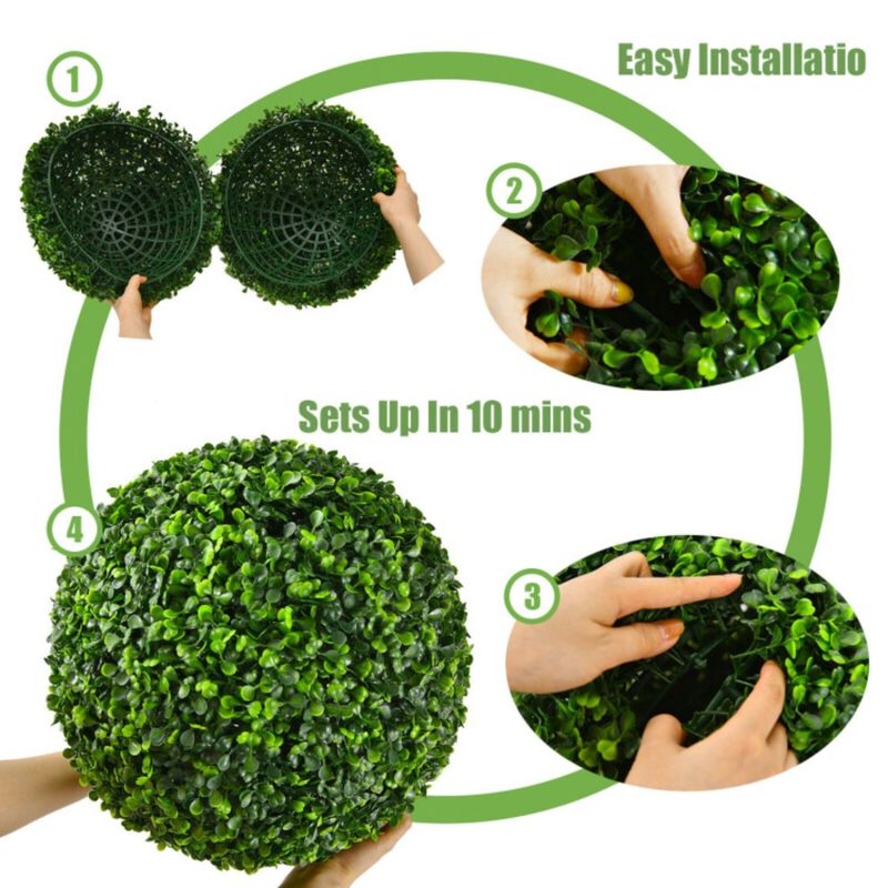 2 Pieces Artificial Topiary Balls Faux Boxwood Ball Plants