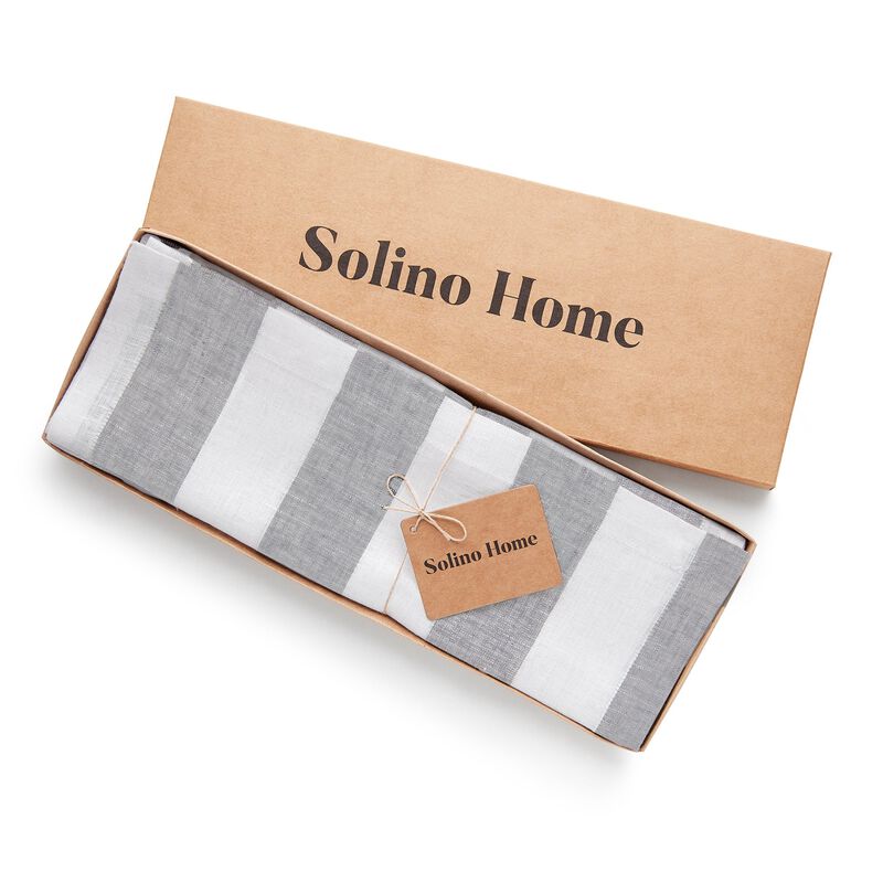 Solino Home Cabana Stripe 100% Linen Placemats &ndash; Set of 4, 14 x 19 in, Machine Washable, Holiday and Everyday Dining