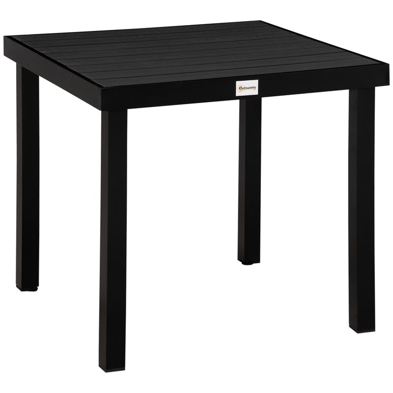 Black Garden Table: Rectangular Aluminum Patio Dining Table for 4