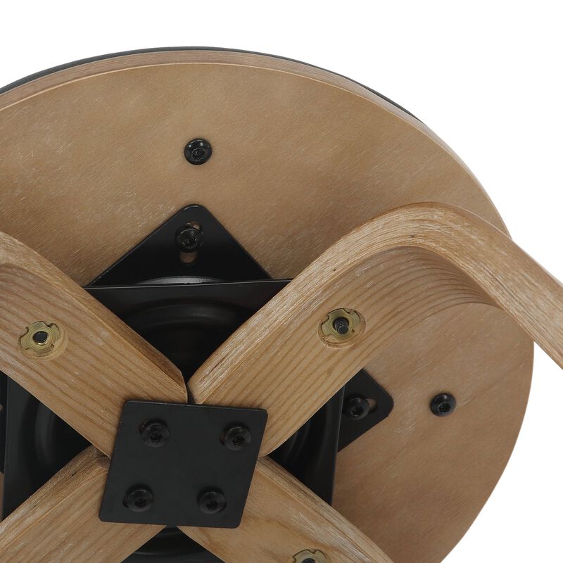 LeisureMod Counter Stool Upholstered in Leather with Stained Poplar Wood Frame & Chrome Iron Footrest with 360-Degree Swivel for Modern Home, Kitchen, Bars, Cafes Pelya Collection