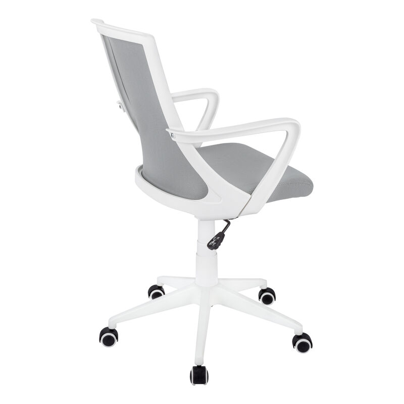 Monarch Specialties I 7294 Office Chair, Adjustable Height, Swivel, Ergonomic, Armrests, Computer Desk, Work, Metal, Mesh, White, Grey, Contemporary, Modern
