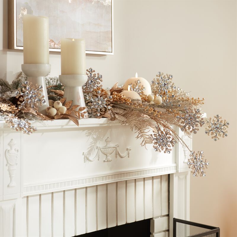 Set of 2 Jeweled Snowflake Sprays for Holiday Tree, Wreath, or Vase Arrangement