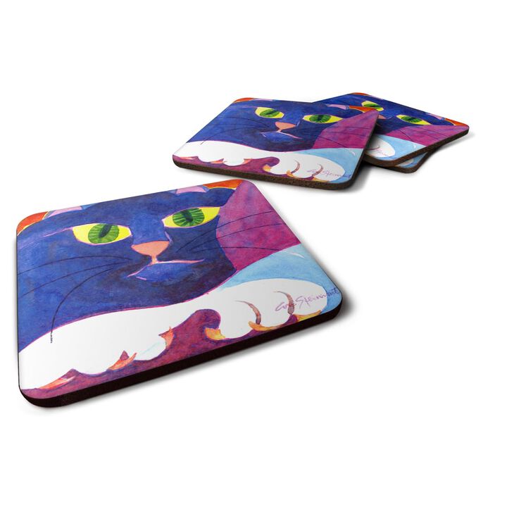 Caroline's Treasures 6138FC Big Blue Cat Foam Coasters (Set of 4), 3.5 H x 3.5 W, Multicolor
