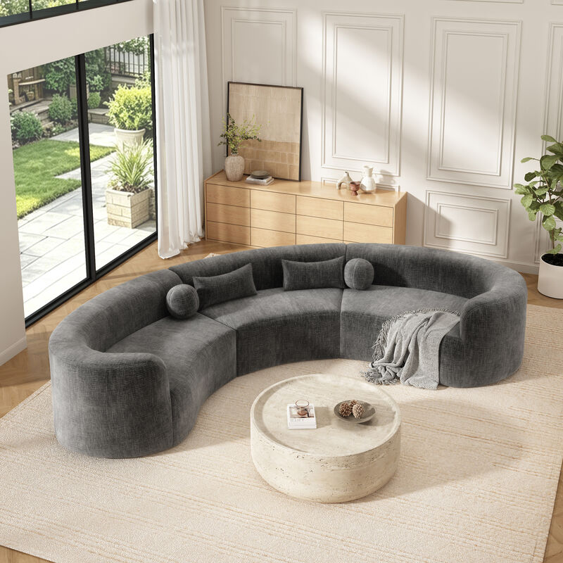Merax Modular Sectional Sofa with Tool-Free Vacuum Compression, Chenille Fabric image number 1