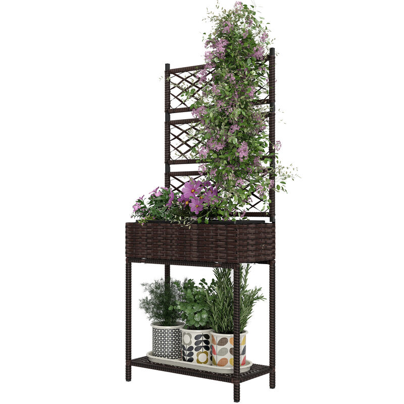 Hivvago Freestanding Raised Planter with Wicker Trellis image number 0