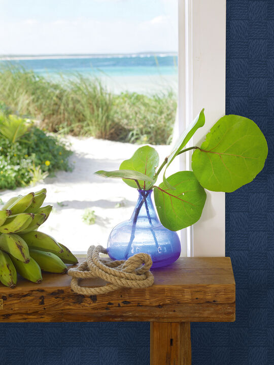 Calabash Navy Rope Basketweave Wallpaper