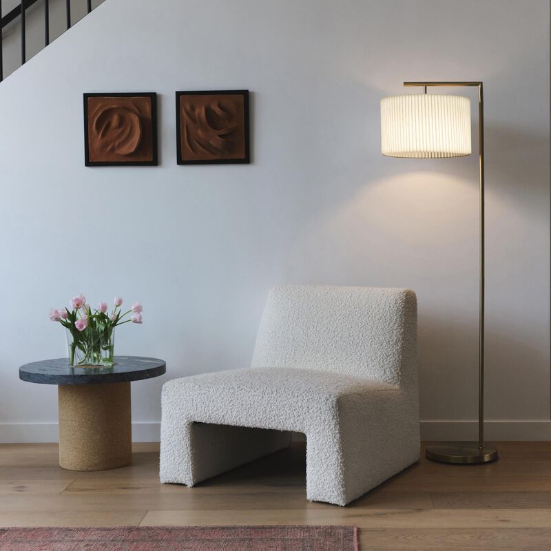 Montage Modern LED Floor Lamp - Pleated Shade in Brass