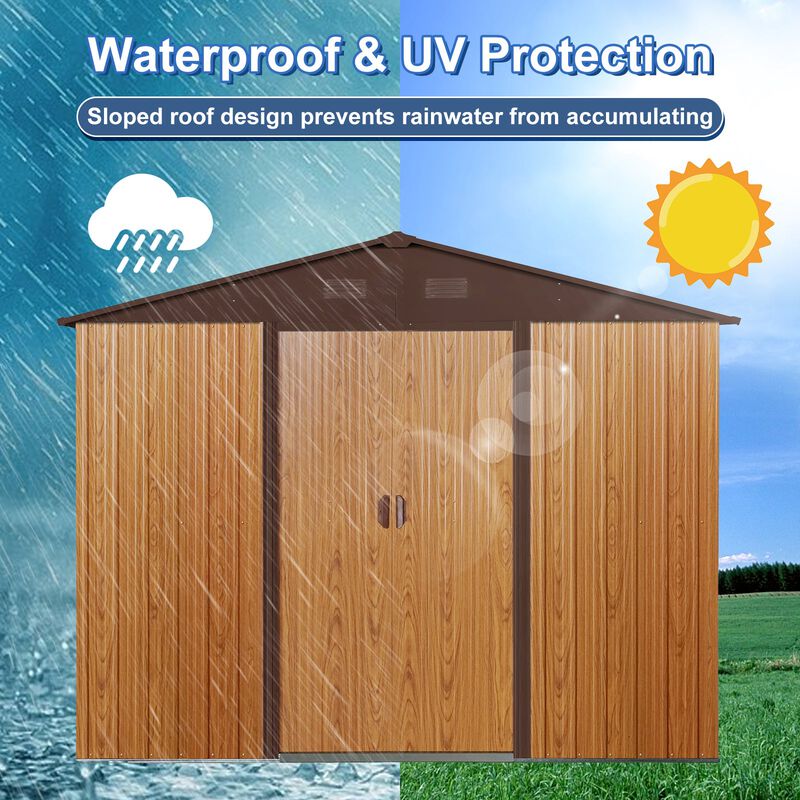 MONDAWE 6ft x 8ft Outdoor Metal Storage Shed with Metal Floor Base image number 4
