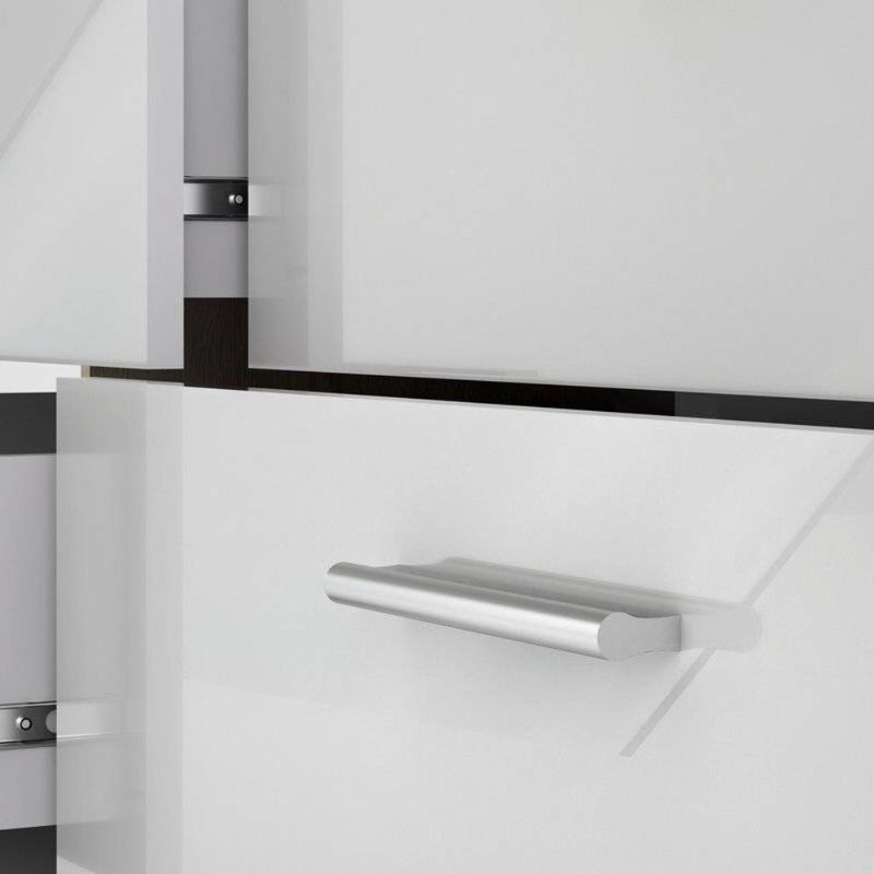 Hivvago White Modern Bedroom 8-Drawer Double Dresser with Oak Finish Sides and Top