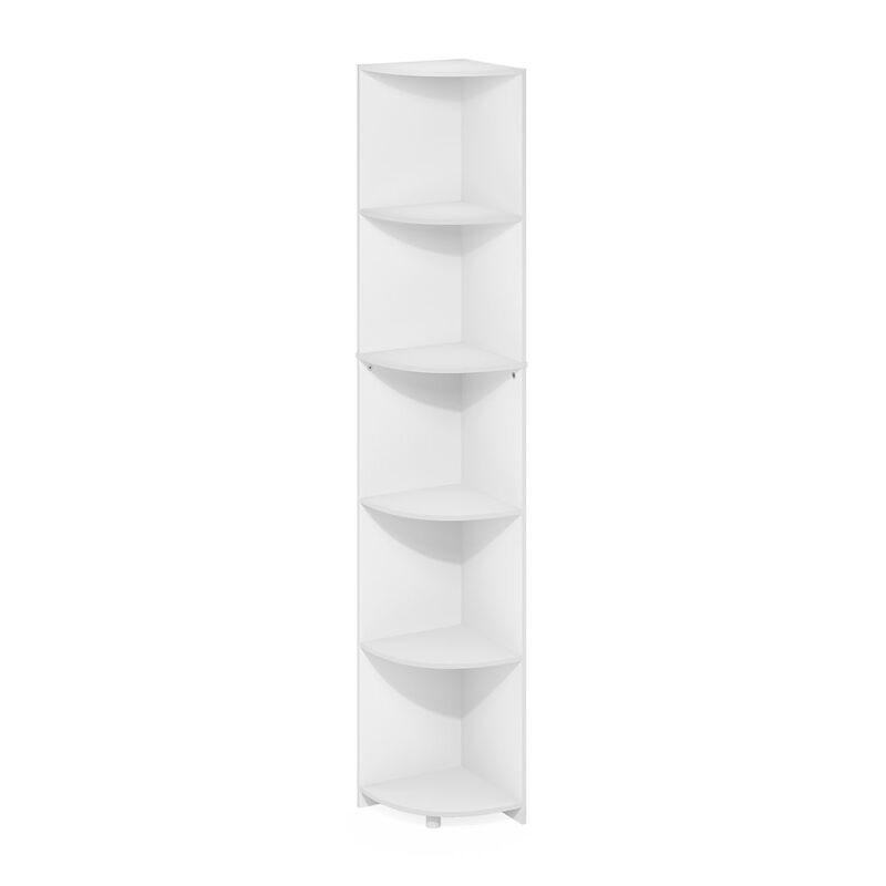 Econ 5-Tier Corner Shelf Bookcase, Bookshelf, White