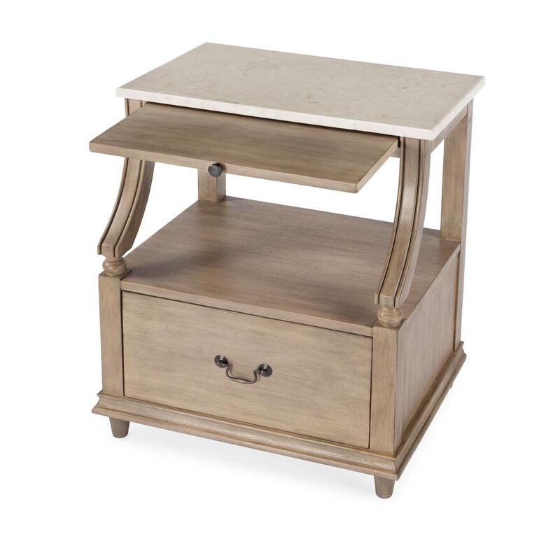 Butler Specialty Mabel Marble 1 drawer Nightstand, Tan/Beige image number 3