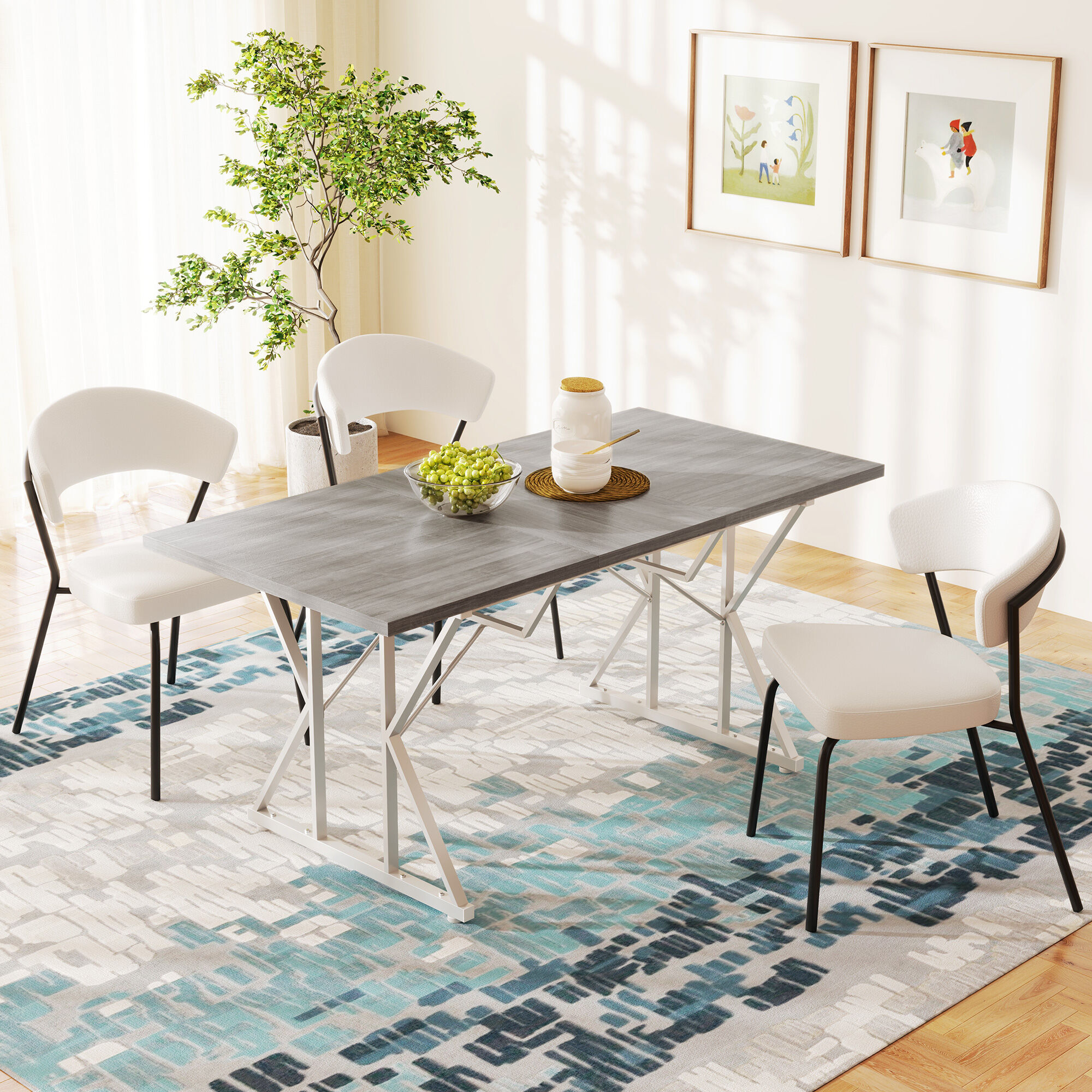 Hivvago Kitchen Dining Table for 4–6 with Extension Leaf
