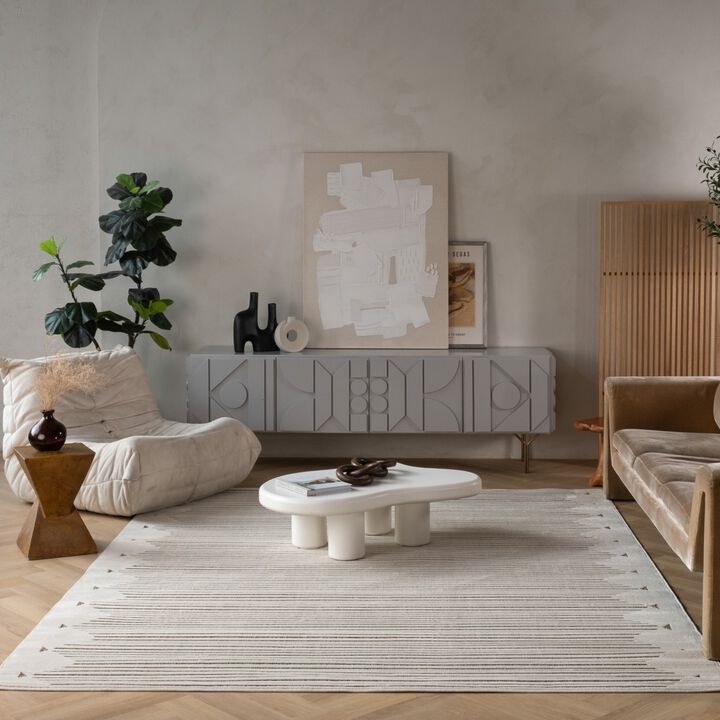 Rug Branch Zuri Contemporary Striped Beige Brown Indoor Area Rug