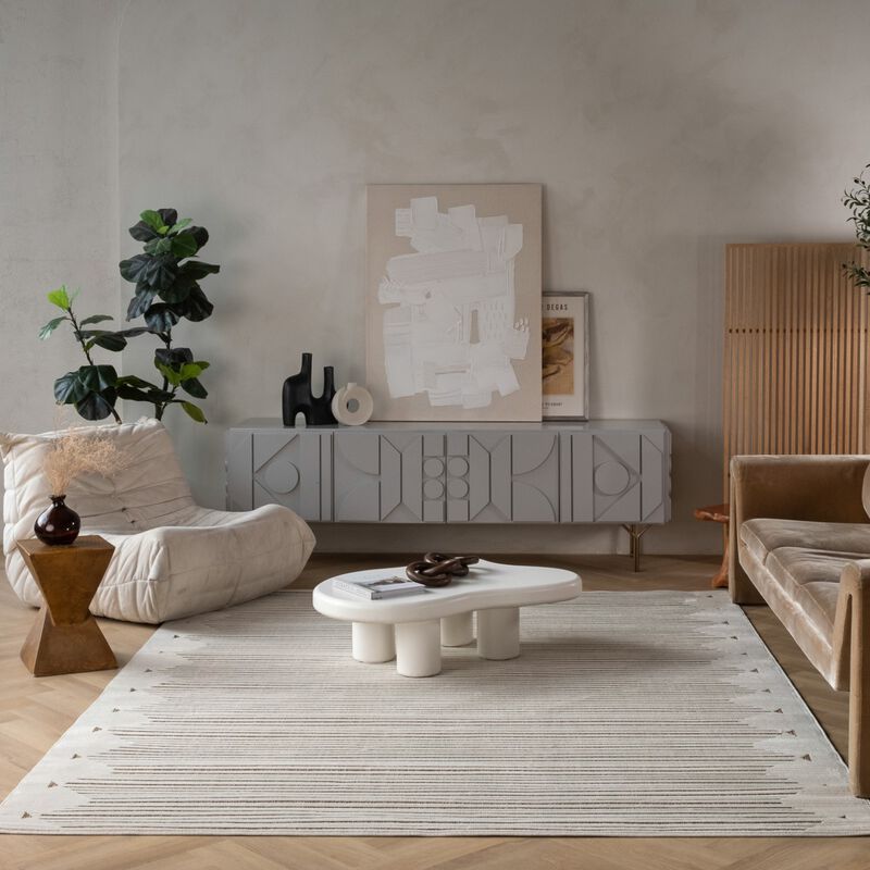 Rug Branch Zuri Contemporary Striped Beige Brown Indoor Area Rug