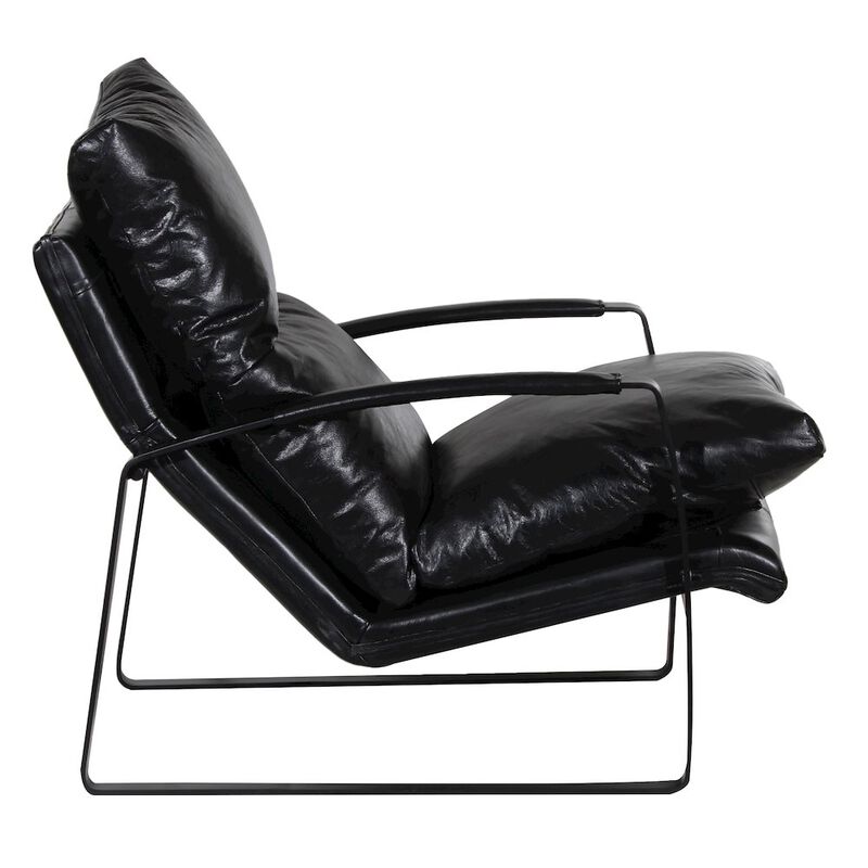 Porter Designs Eugene Top Grain Leather Accent Chair, Black image number 6