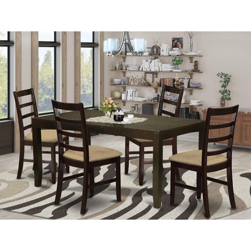 5 Pc Dining room set for 4-Table with Leaf and 4 Chairs for Dining room