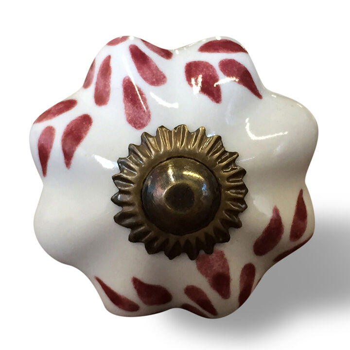 HomeRoots Set of Eight Brown And White Ceramic And Metal Drawer Pull Knobs