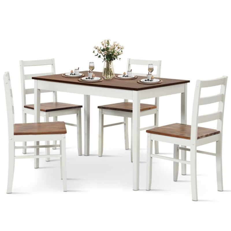 Hivvago 5-Piece Wooden Dining Set with Rectangular Table and 4 Chairs