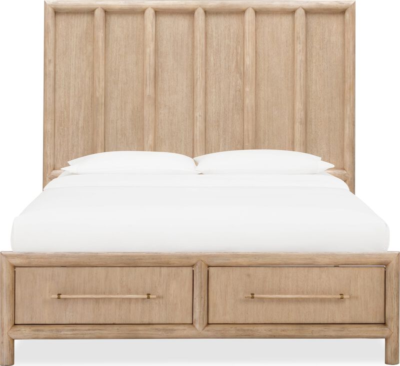 Dorsey Queen-size Two Drawer Storage Bed in Granola