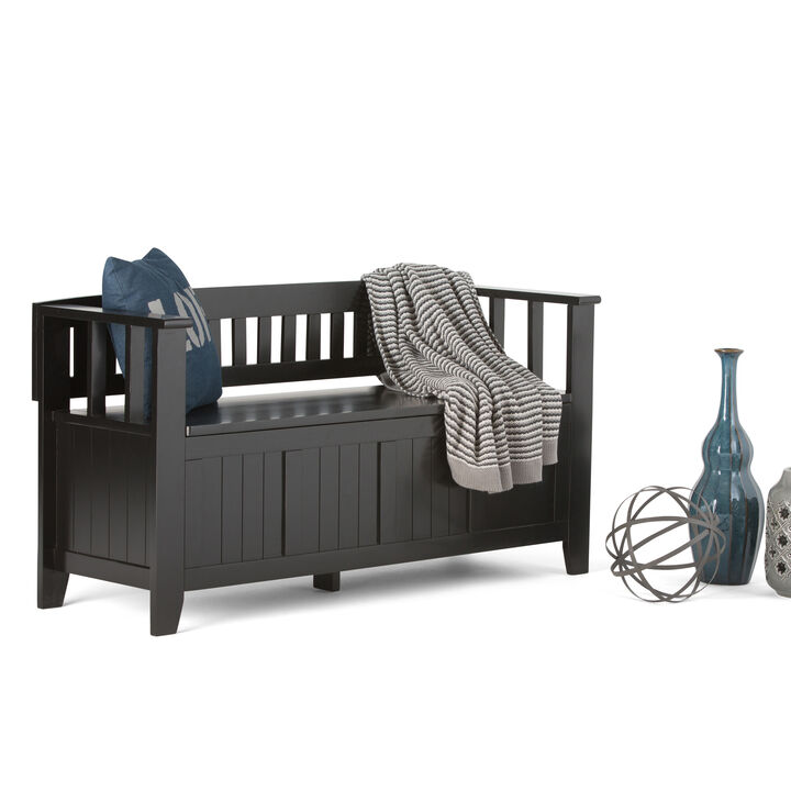 Simpli Home Acadian Entryway Storage Bench
