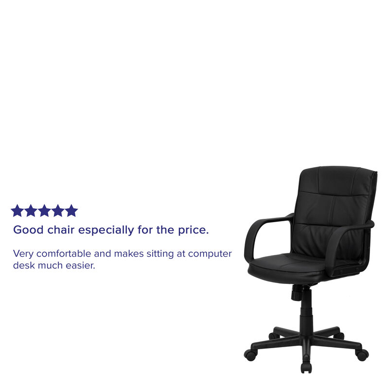 Rider Mid-Back Black LeatherSoft Swivel Task Office Chair with Arms image number 4