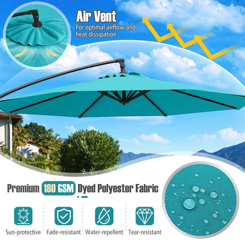 Offset Hanging Patio Umbrella with Base &ndash; Tilt Function Cantilever Design