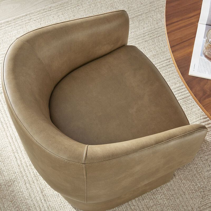 Modway Verity Vegan Leather Dining Chair with Rounded Back in Espresso &ndash; Upholstered Barrel Accent Chair with Armrests for Kitchen, Office, or Living Room image number 8