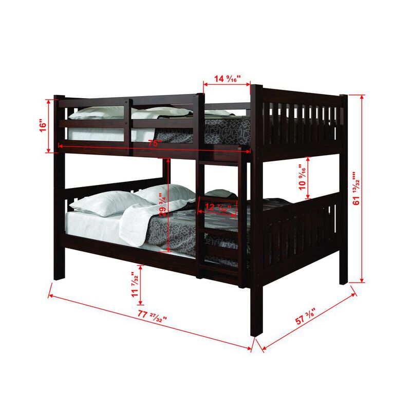 Donco Trading Full/Full Mission Bunk Bed, Drawers Or Trundle Not Included