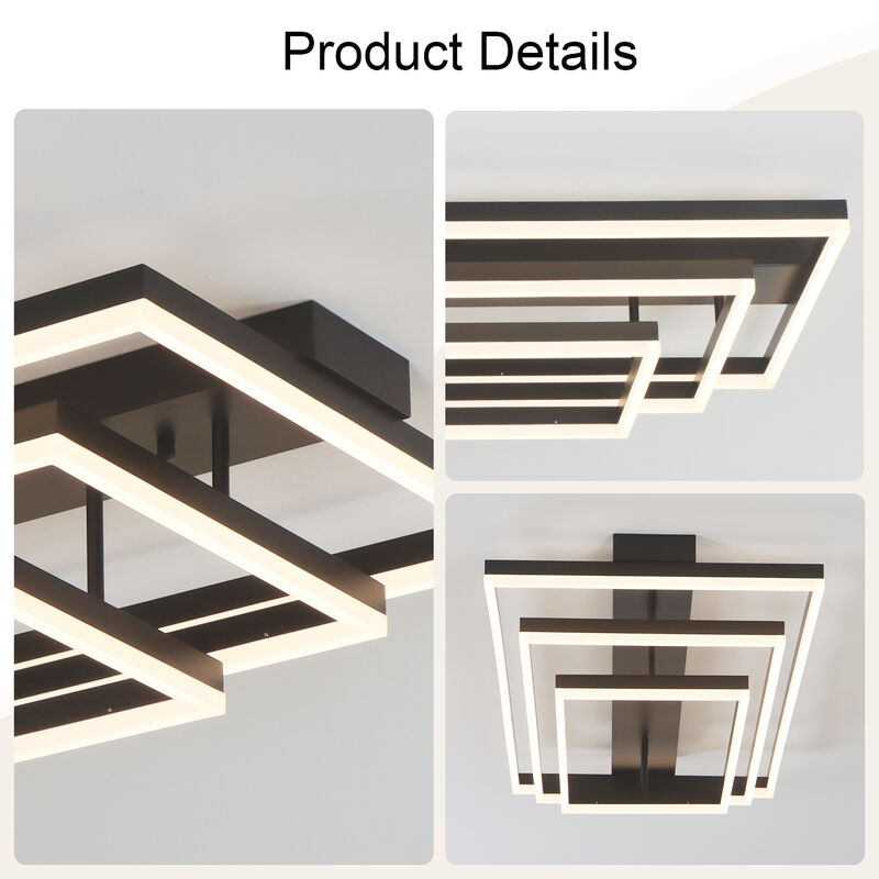 LED Flush Mount Light Rectangle Aluminum Ceiling Light Remote Dimming image number 7
