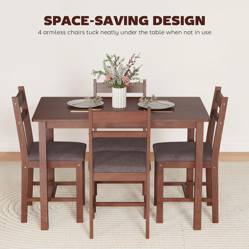 Hivvago Solid Wood Dining Table Set with Upholstered Chairs image number 6