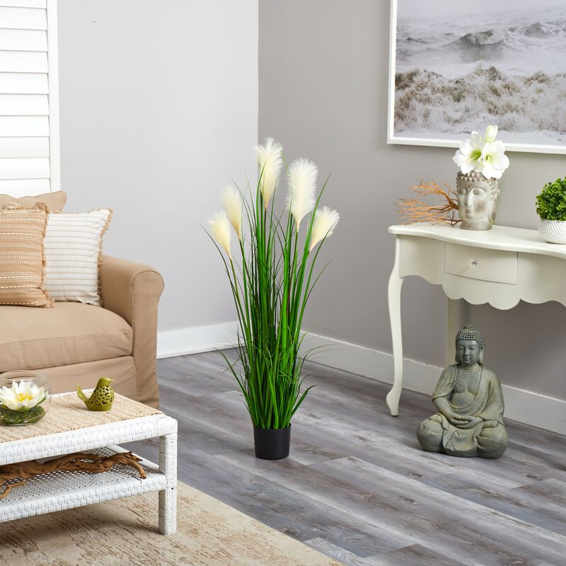 Hivvago 4" Plum Grass Artificial Plant