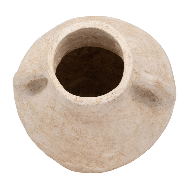 Paper Mache, 14" Vase With Handles, White image number 5