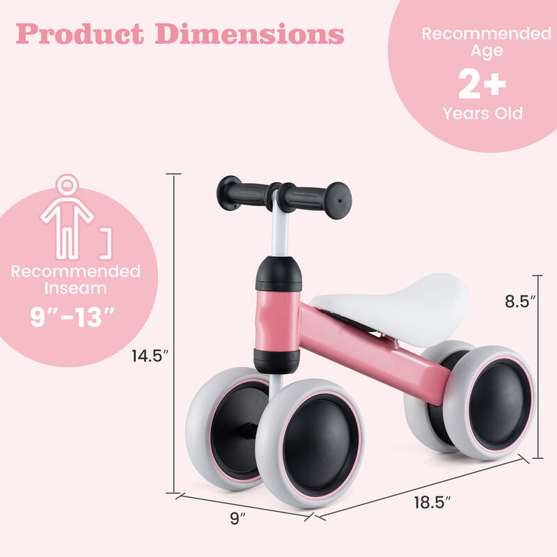 Baby Balance Bike with 4 Wheels and No Pedal Design for Toddlers image number 2