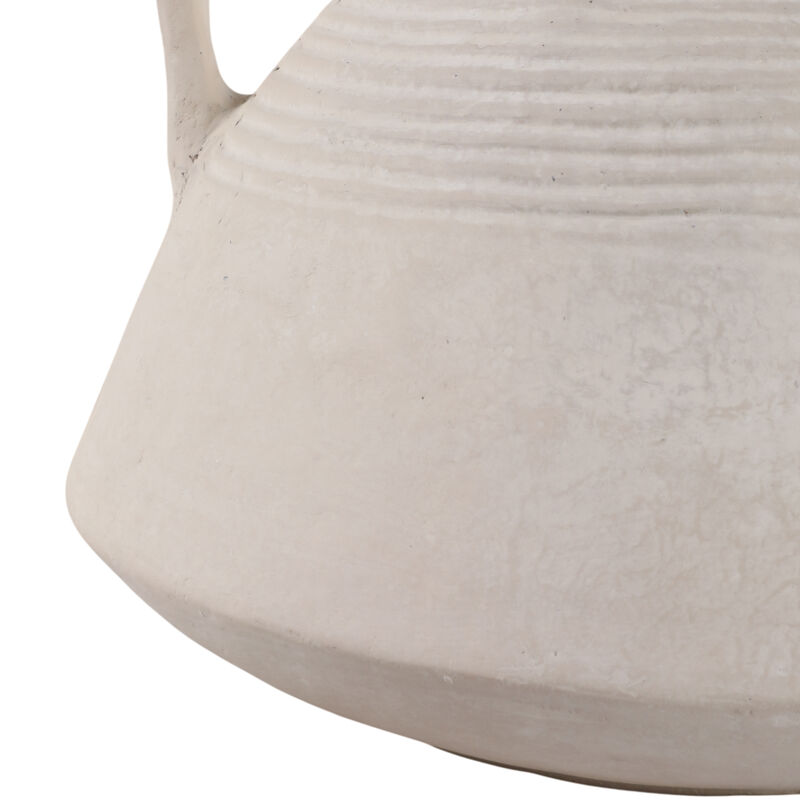 15x15" Wide Paper Mache Vase With Handles, White image number 4