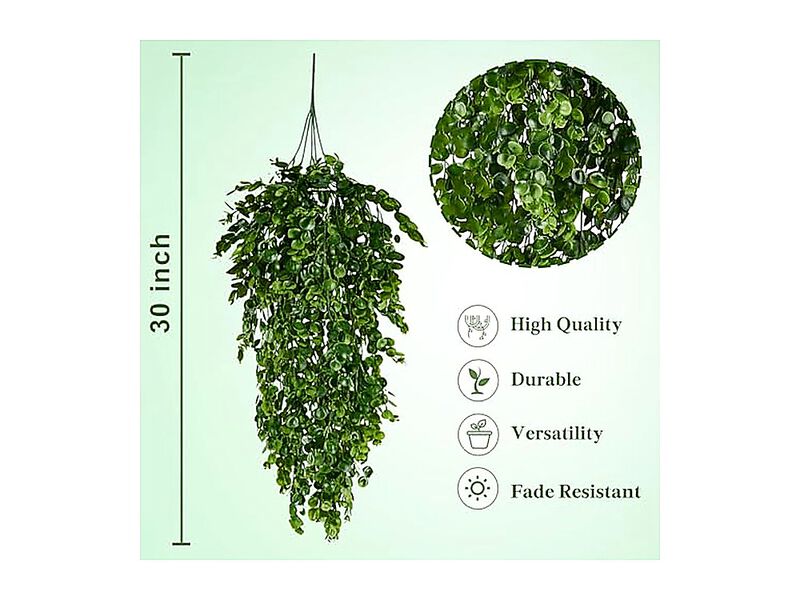 6 Pack Fake Hanging Plants Faux Greenery Outdoor Planters Wall Artificial Decor image number 3