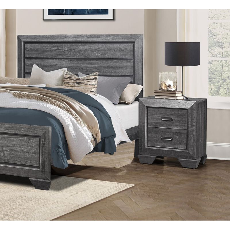 Gray Finish 1pc Nightstand of 2x Drawers Wooden Bedroom Furniture Contemporary Design Rustic Aesthetic