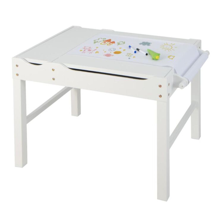 Hivvago Wooden Kids Multi Activity Play Table with Storage Paper Roll
