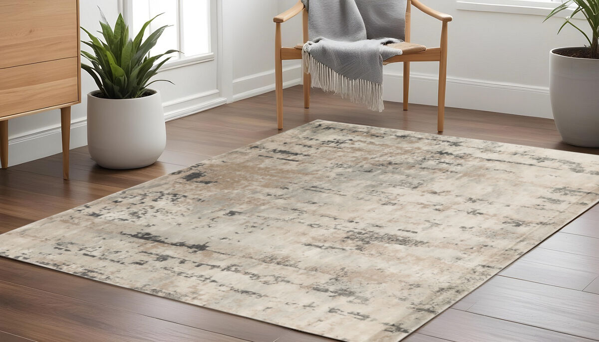HomeRoots Square Abstract Power Loom Area Rug