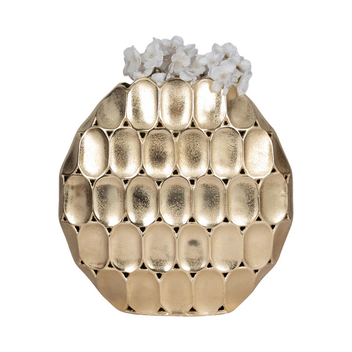 Metal 17" Oval Vase, Champagne