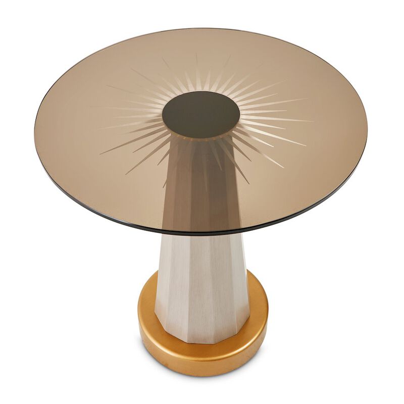 Michael Amini St. Charles Chairside Table - Dove Gray