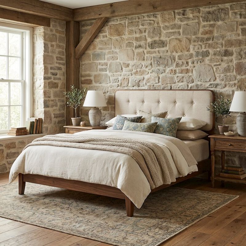 Tufted Gray Fabric Twin Headboard with Wooden Frame and Upholstered Design image number 2