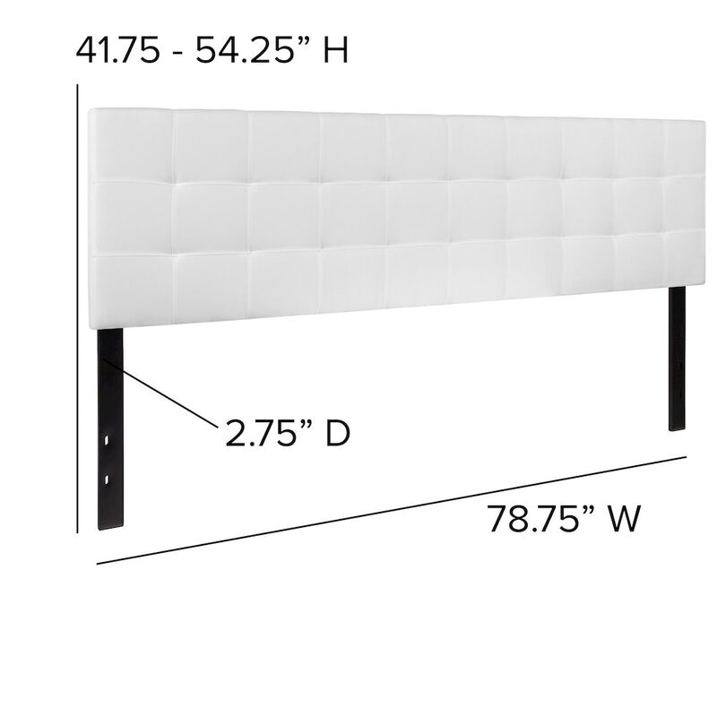 Flash Furniture Tufted Upholstered King Size Headboard in White Fabric image number 2
