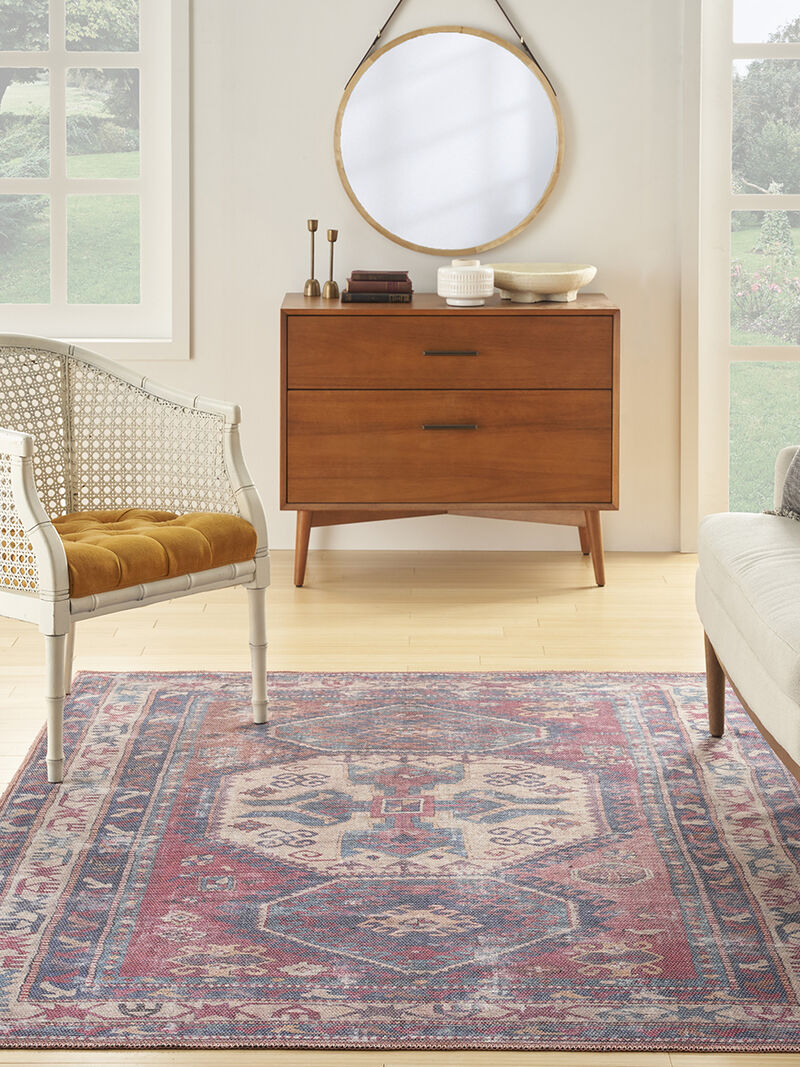 Machine Washable Series 1 SR105 Red/Navy 5'3" x 7'3" Rug