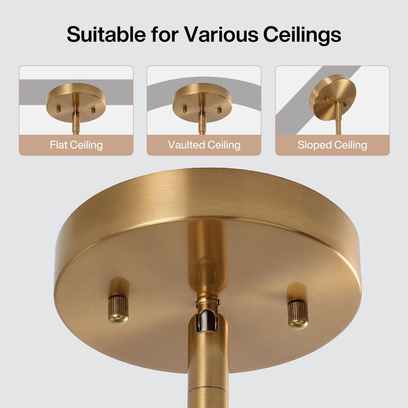 Gold Six-Light Candle Chandelier with U-Shaped Arms, Adjustable image number 6