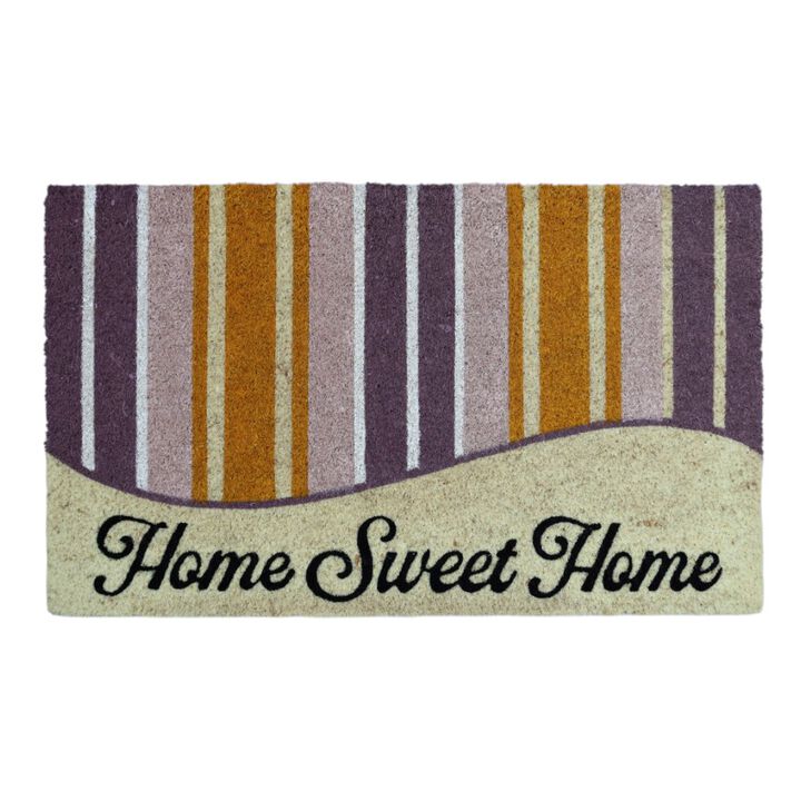 HomeRoots 18" X 30" Beige and Black Coir Home Sweet Home Outdoor Door Mat