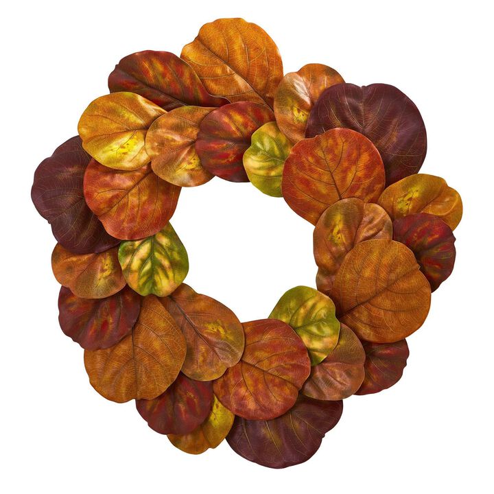 Nearly Natural 29-in Fiddle Leaf Artificial Wreath